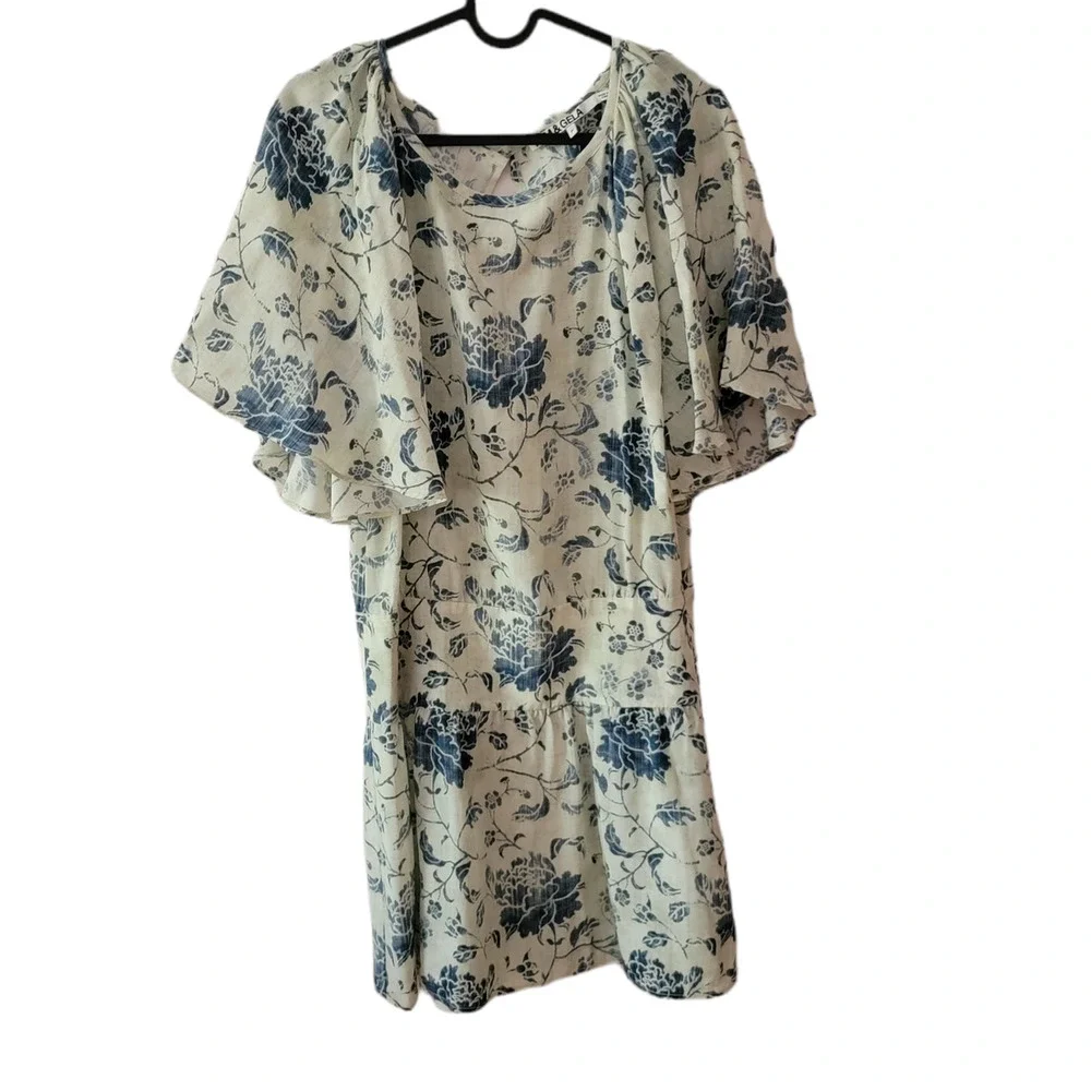 Pam & Gela Mia Blue Floral Silk Mini Dress - Picture 4 of 10